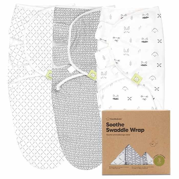 KeaBabies swaddle orgânico 0-3 meses pack de 3