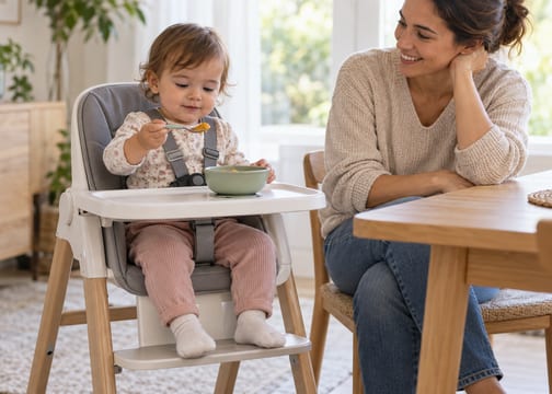 Como ajudar o bebé a comer sozinho com colher